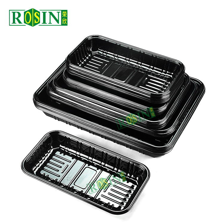 disposable black pet plastic tray