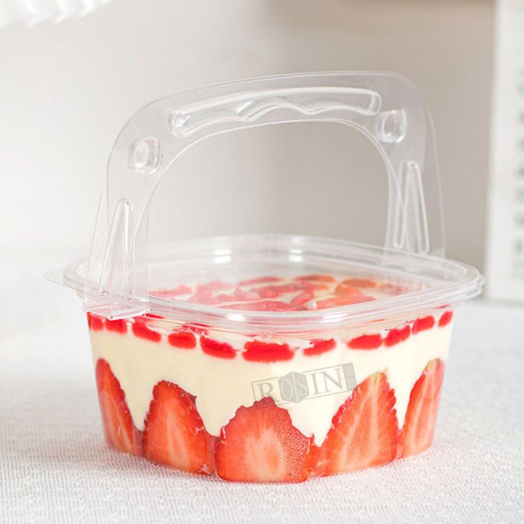 plastic cake container with fork