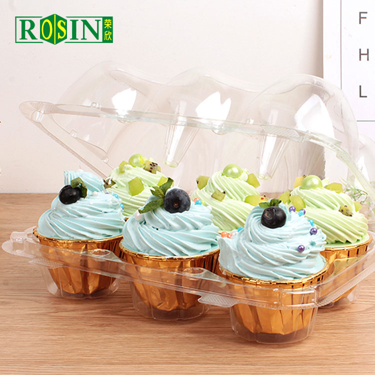 6 cell disposable plastic muffin cupcake container