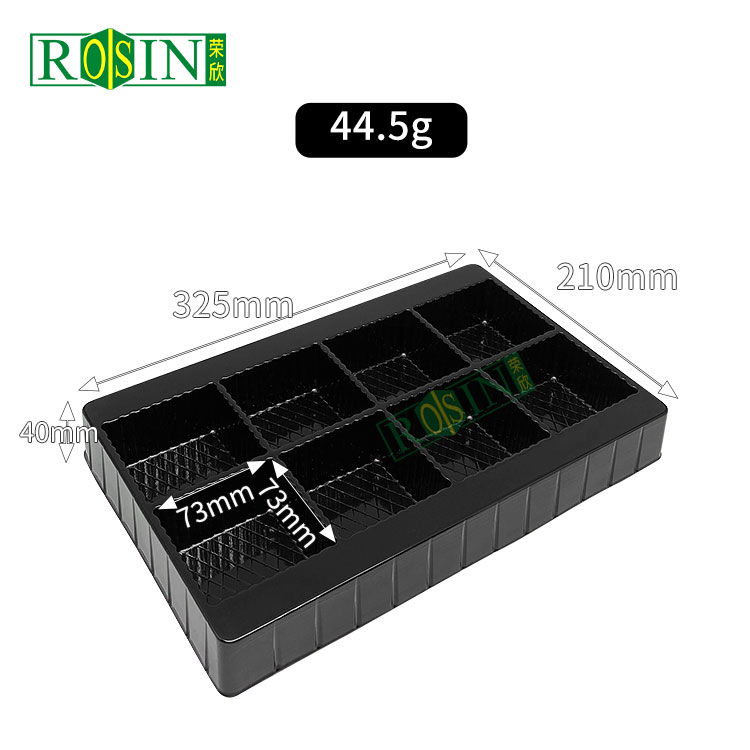 disposable 8 compartment black mooncake container