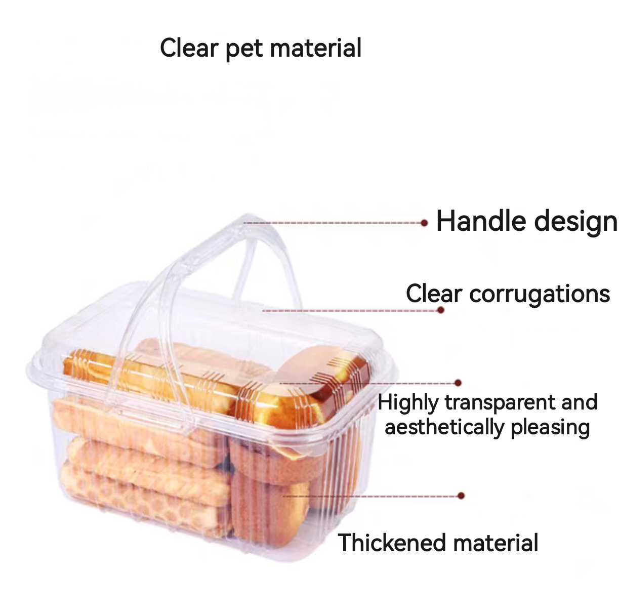 Disposable Plastic Food Grade PET cake container