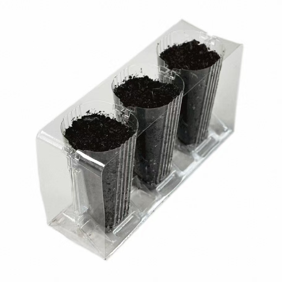  three fold plastic pet 3 grid clam shell plant soil tray