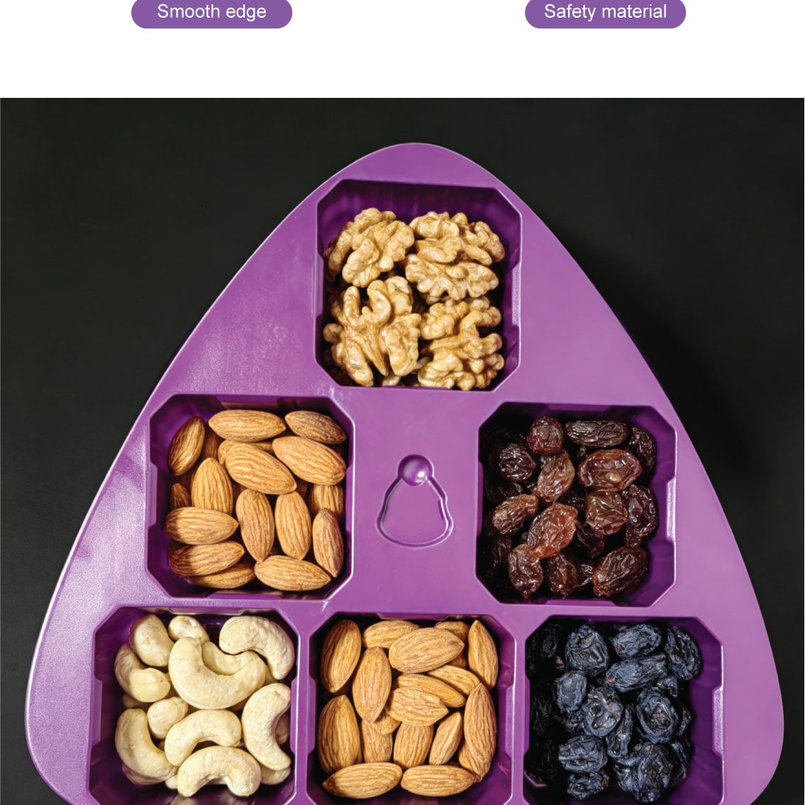Disposable purple triangle dry fruit packaging