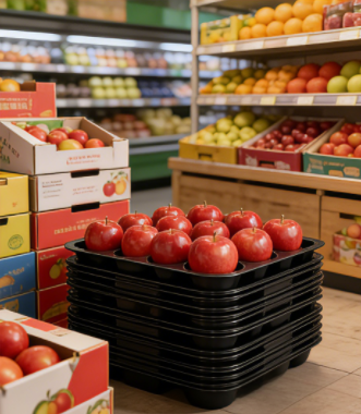 Plastic display tray for fruits