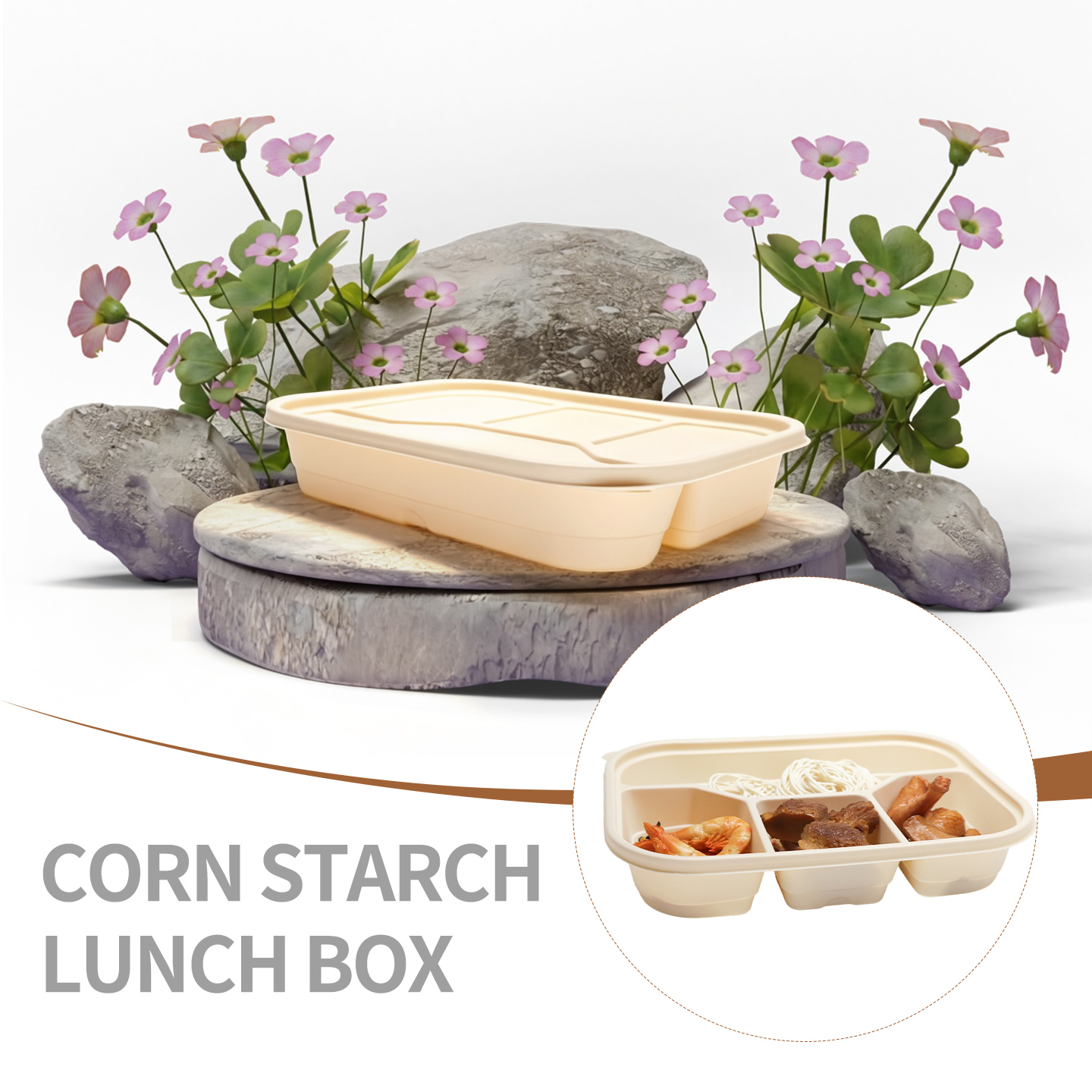 Corn starch degradable lunch box