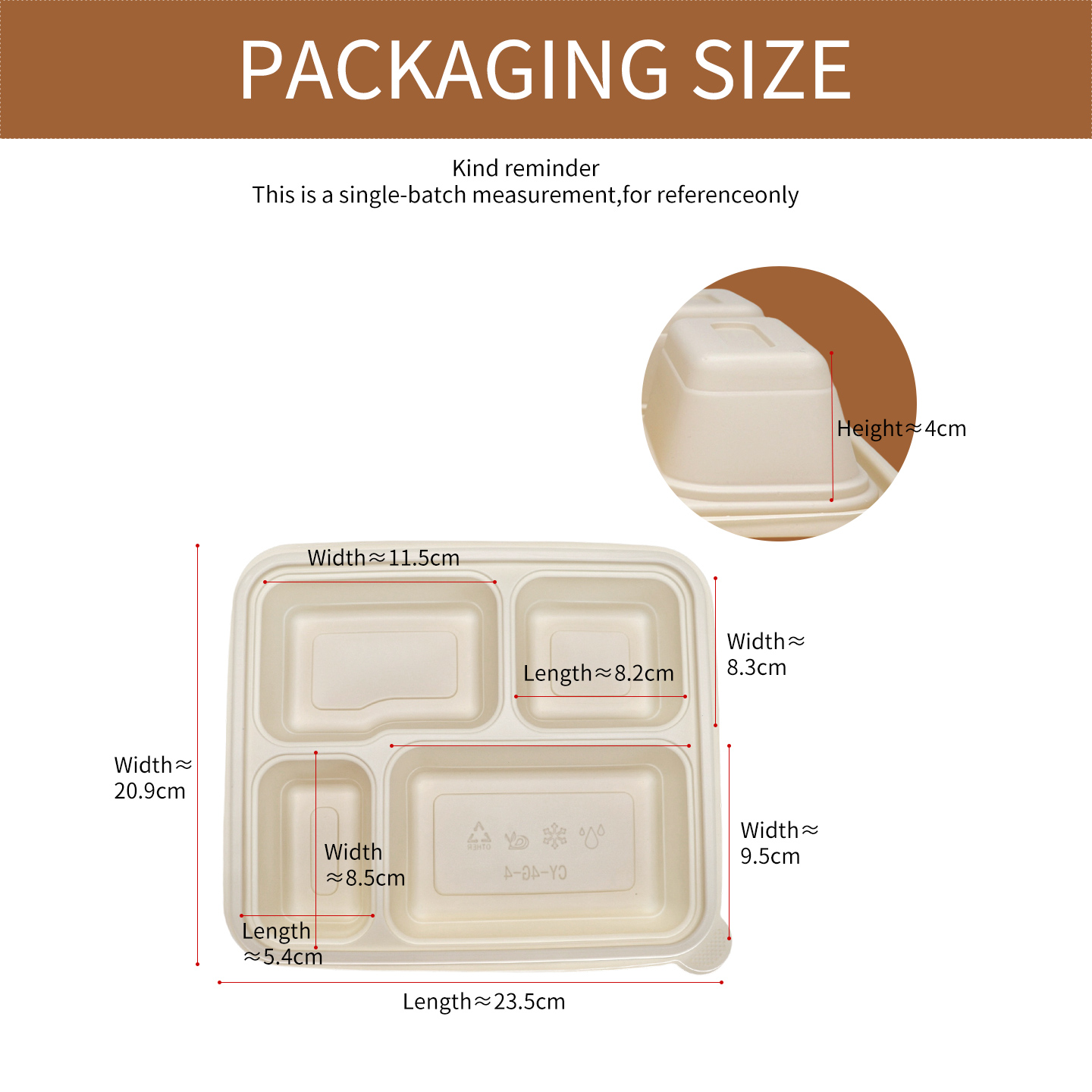 Disposable 4 cavity lunch box with lid