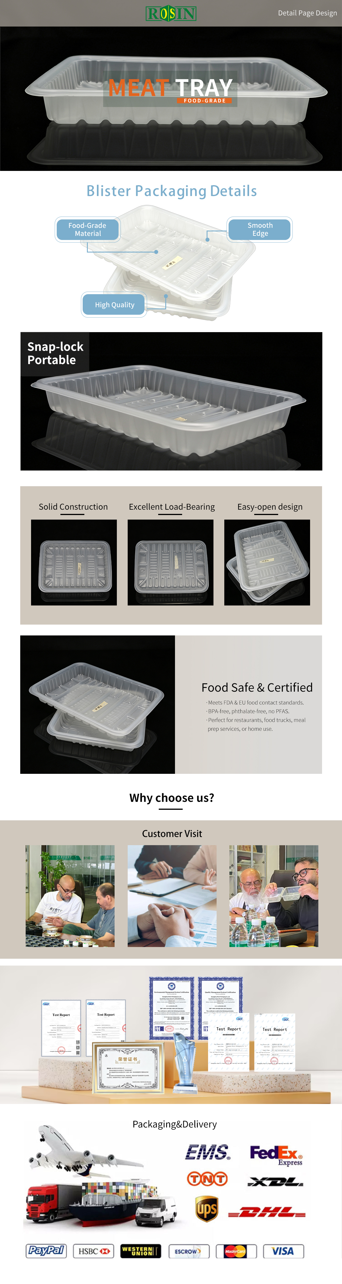 food grade plastic meat container