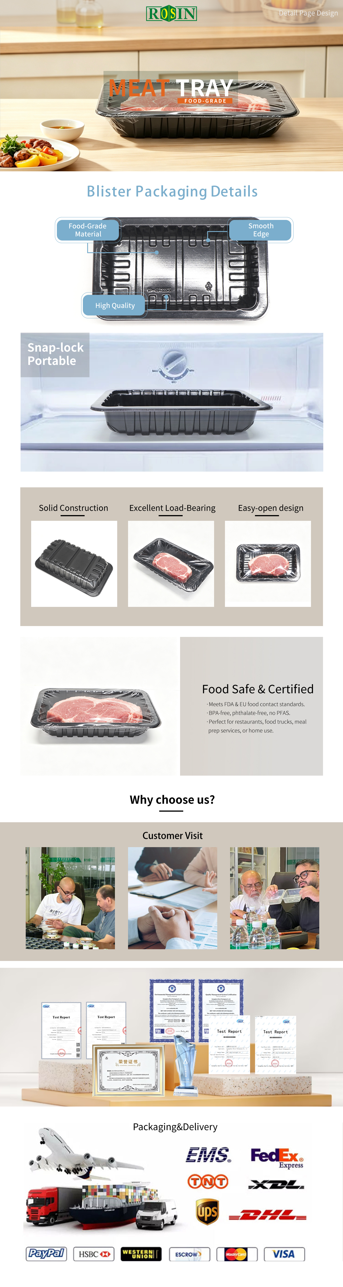 Guangzhou meat tray manufacturer plastic meat container