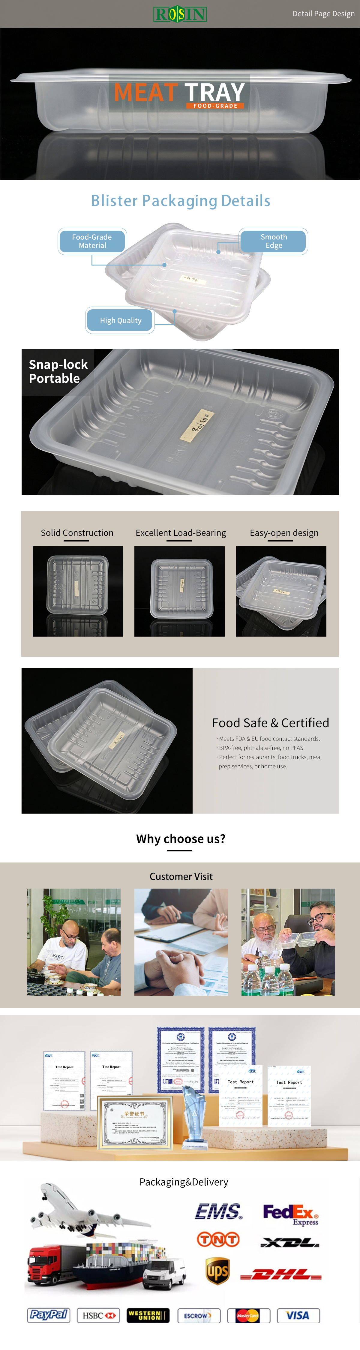Guangzhou meat tray manufacturer plastic meat container