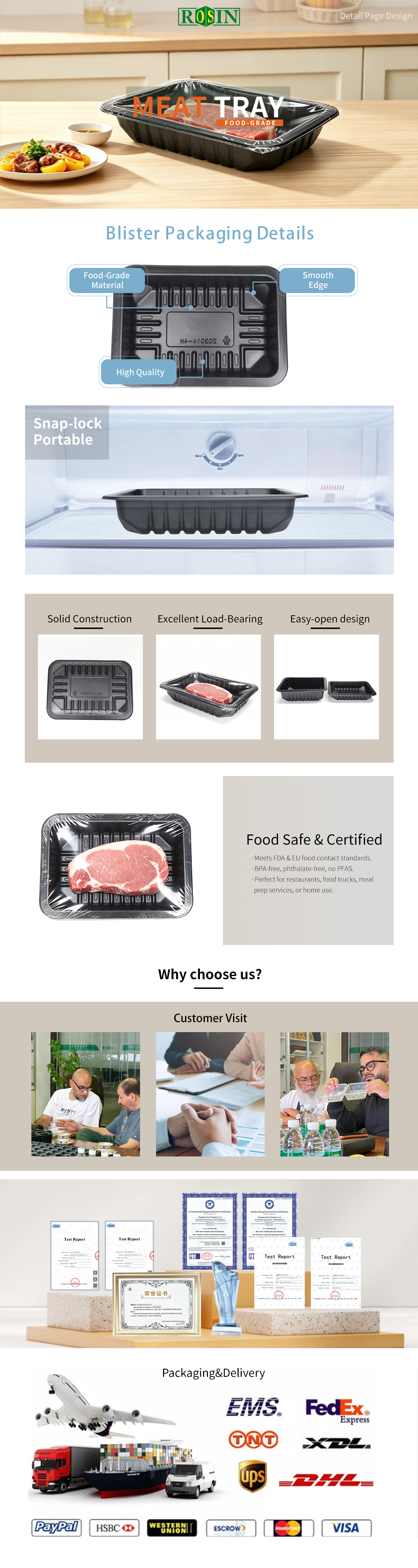 Guangzhou meat tray manufacturer plastic meat container