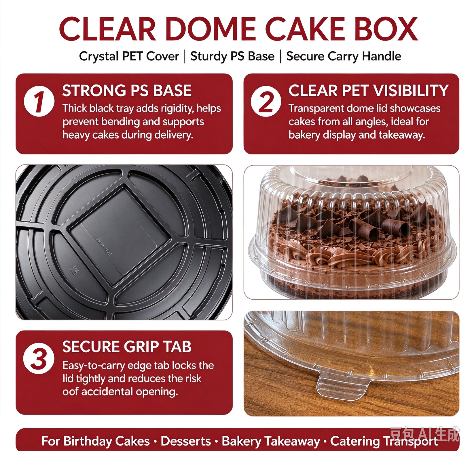 round cake container with clear lid