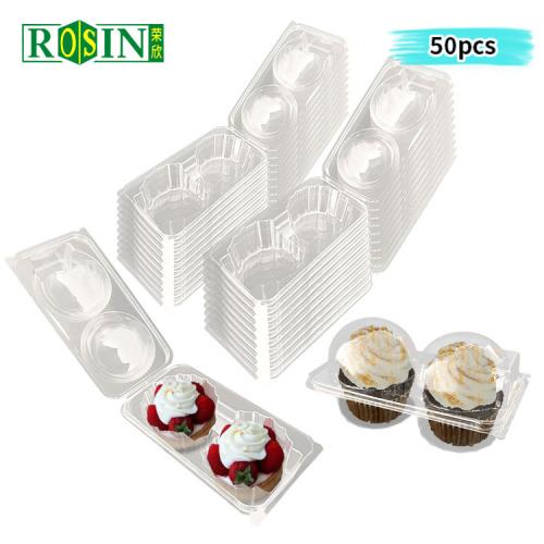 Plastic Clamshell 2 Compartment Cupcake Box