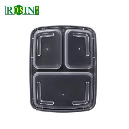 3 Compartment Disposable Plastic Food Container With Lid