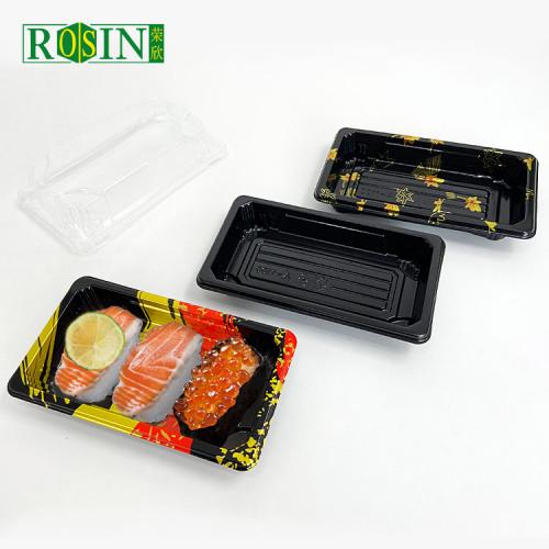 Customized Disposable Plastic Sushi Packaging Tray With Lid