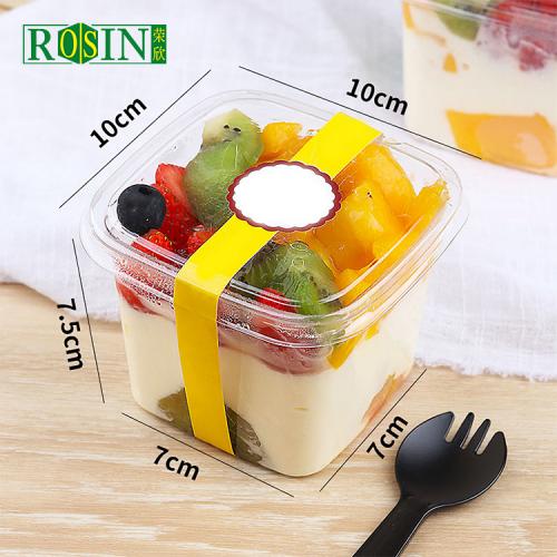 8/12/16/20 oz Square Clear Plastic Dessert Cups with Lids