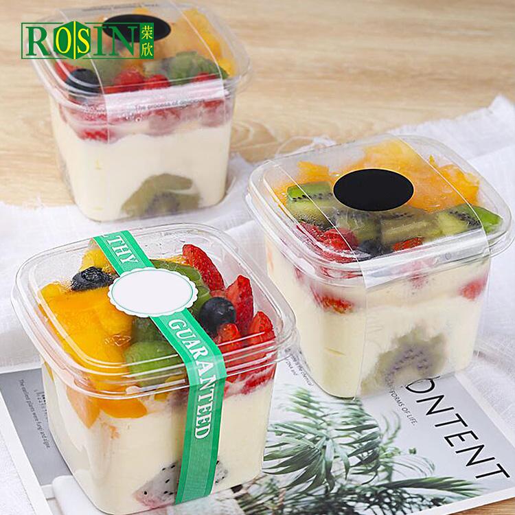 Wholesale 8/12/16/20 oz Square Clear Plastic Dessert Cups with Lids,8