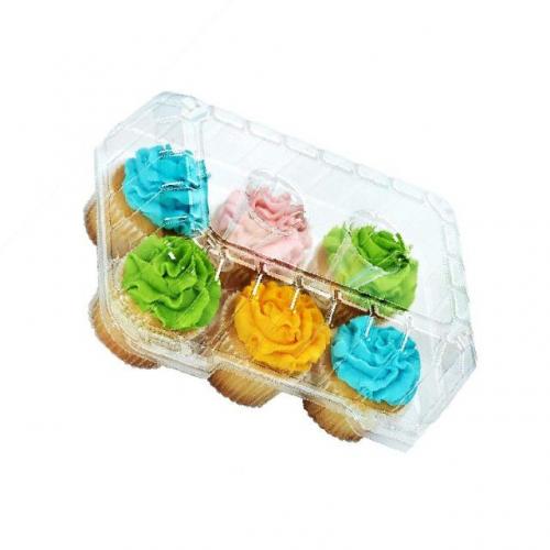 6 Holes Clear Plastic Disposable Cupcake Containers