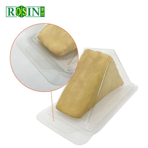 Wholesale Disposable Triangle Transparent Cake Plastic Food Container Tray Sandwich Packaging