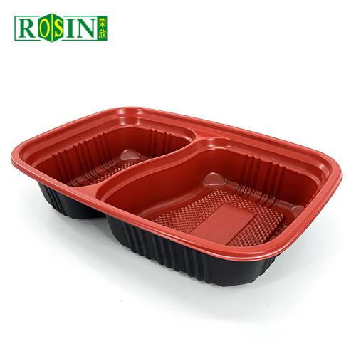 2 Compartment Disposable Plastic Microwaveable Bento Box Food Container