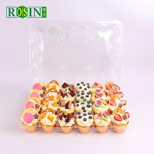 Rectangle 24 Clamshell Dessert Cupcake Tray Box