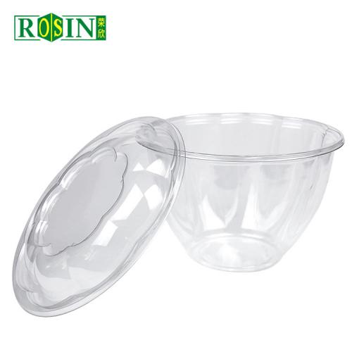 48oz Take Away Disposable Plastic Fruit Salad Bowl Containers With Lid