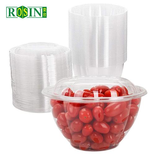 40oz Transparent Disposable Plastic Fruit Salad Bowl With Lid