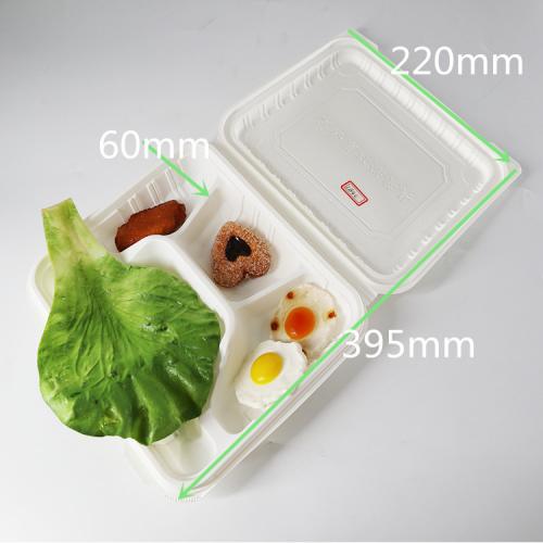4 Compartment Clam Shell Disposable Takeaway Food Packaging Container Biodegradable Lunch Box