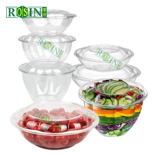 Disposable To Go Plastic Salad Bowl With Lid