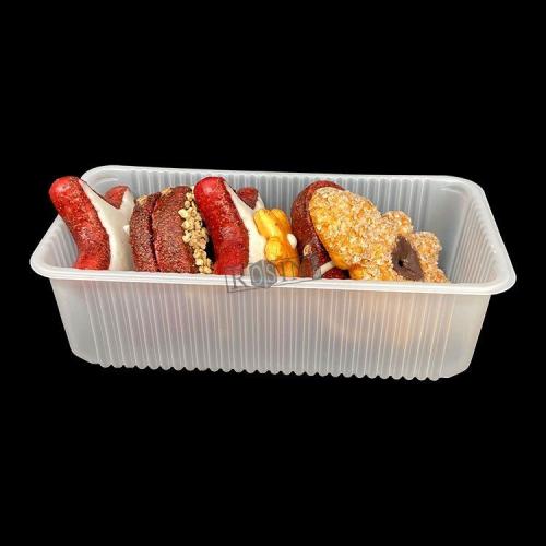 Custom Food Grade Plastic Clear PET Dessert Tray Blister Biscuit Plastic Tray