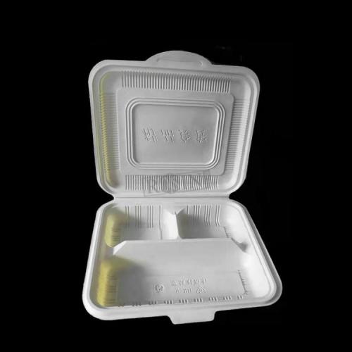 Disposable hinged clamshell 3 compartments plastic PP takeout packaging lunch box food container