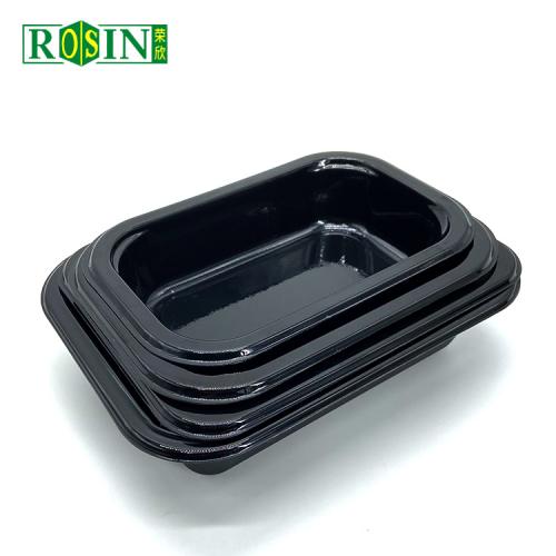 Customized disposable black plastic pet pp supermarket food container fresh meat tray