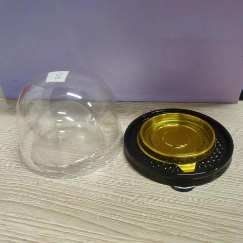 Customized disposable plastic golden egg yolk pastry single dome plastic mini cake packaging