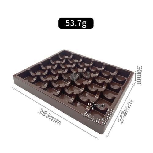 Customized Disposable Brown Plastic Square 30 Grid Chocolate Tray