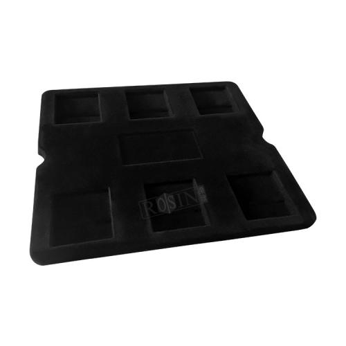 customized disposable black PS velvet flock plastic tray for medal