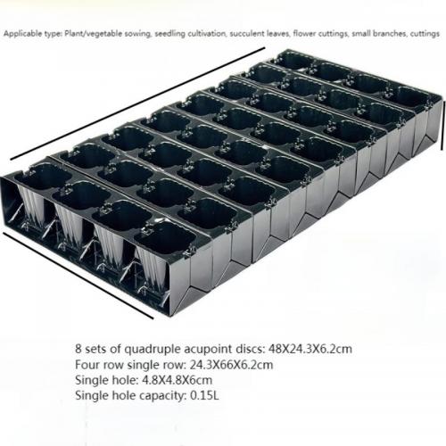 4 cavity seedling trays in a group Clamshell foldable plant flower horticultural black plastic PET germination container
