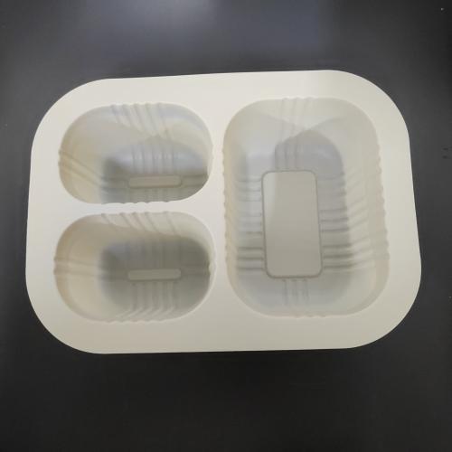 Customized biodegradable corn starch 3-grid heat sealable takeaway food box