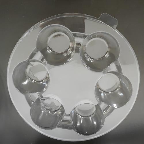 Customized transparent disposable 6 cavity PET plastic blister round cupcake container with flat lid