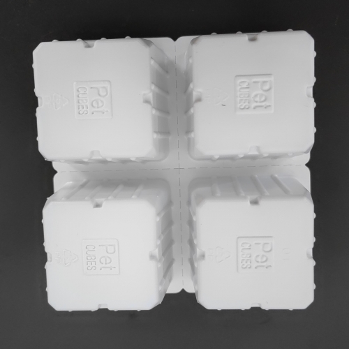 Customized square white disposable PET 4 grid plastic thermoforming can heat seal pet cat snacks wet food container