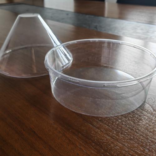 Factory Supply Clear PET Plastic Cylinder Base cake container with Cone Lid for Dessert