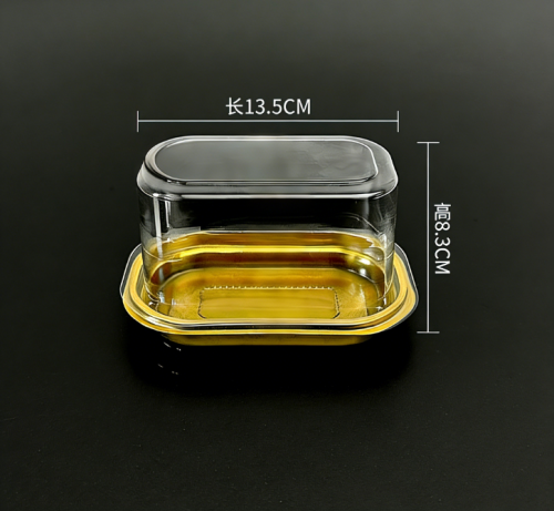 Food Grade pet Golden Oval Disposable PET Blister Cake Container with High Transparent Lid