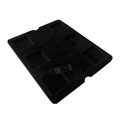 Factory customized 6 grid rectangular disposable PS black plush medal tray