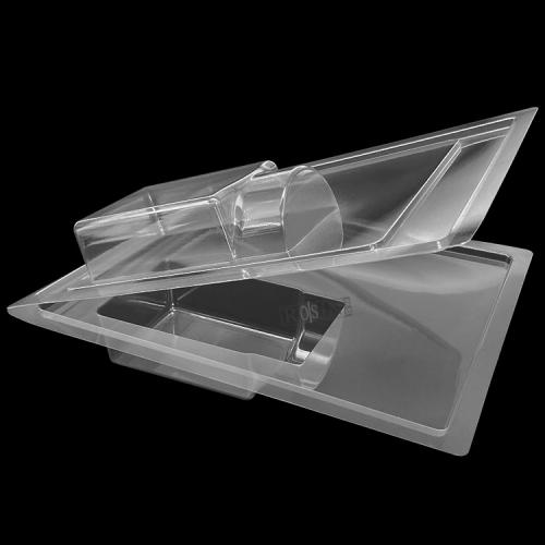 Customized Clamshell vacuum packaging with double compartments and separate inner tray with airplane holes