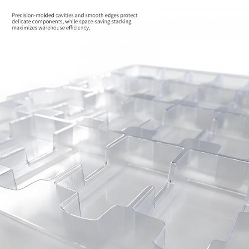 Customized disposable PET clear 25 cell electronic anti-static component tray