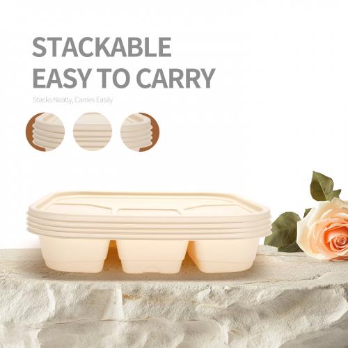 Customized Disposable Corn Starch 4 Compartment Biodegradable takeaway food container with Lid