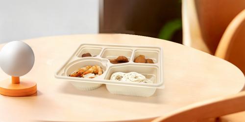 Customized corn starch based takeaway food box 5 compartments lunch box with lid
