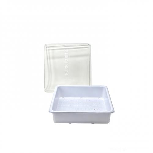 Customized reusable PET white square planting tray with transparent Lid