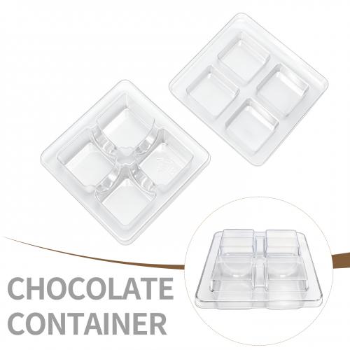 Custom Disposable Clear 4 Compartment Food Grade PET Chocolate Blister Tray With Lid