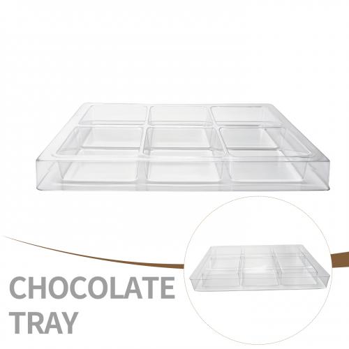 Customized 6 cavity Pet square chocolate tray Disposable chocolate boxes with plastic trays