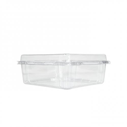 Custom PET Hinged Clamshell Container Disposable Clear Square Plastic Fruit Box for Plum Berry Packaging