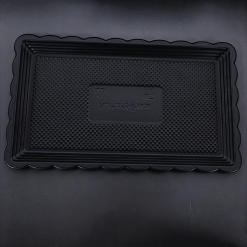 Food Grade Rectangular Black Base Clear PET Cover Blister Cake Box Custom Plastic Pastry Packaging Tray